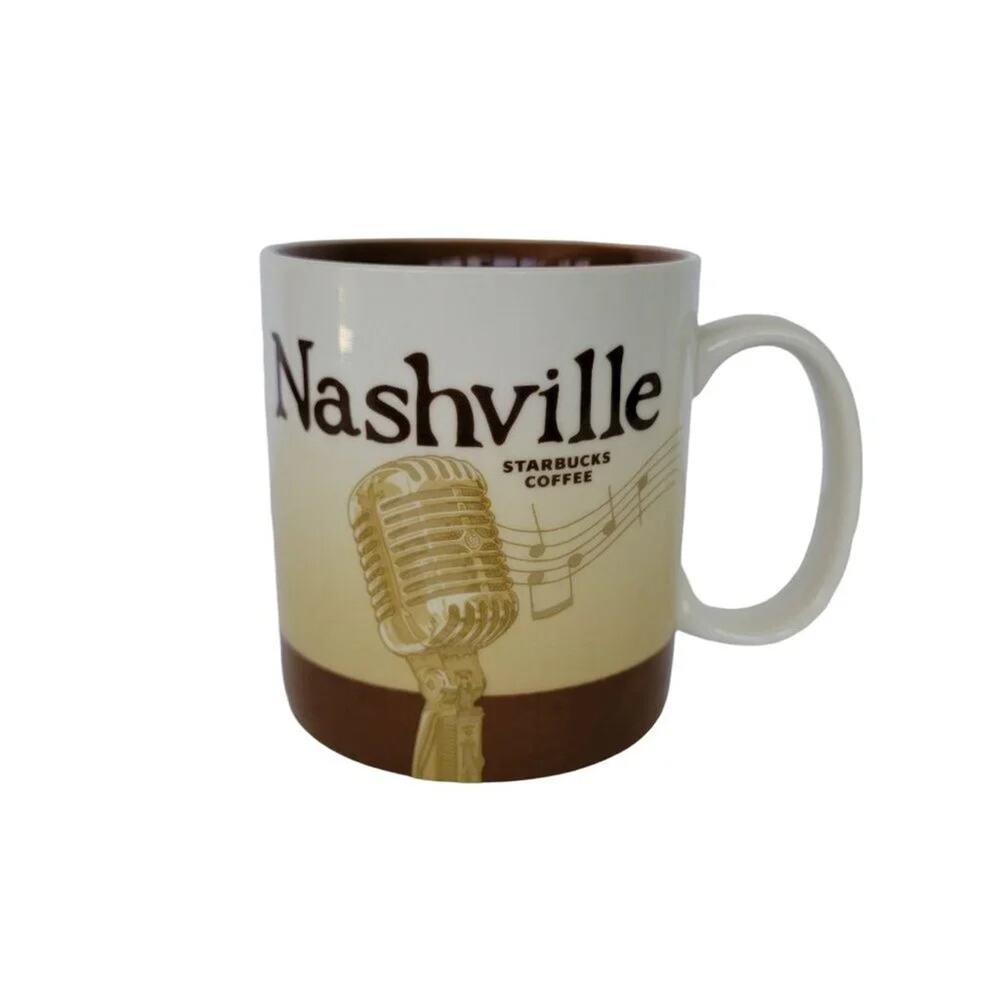 Starbucks Nashville City Mug Ivory Brown Tan 16oz 2011 Global Icon Collector Cup
